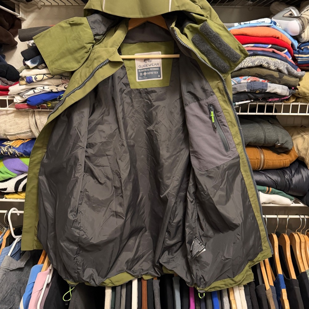 Bass Pro Shops Jacket Mens M Green Guidewear Gore-Tex Fishing Rain Parka Hooded - Picture 12 of 16